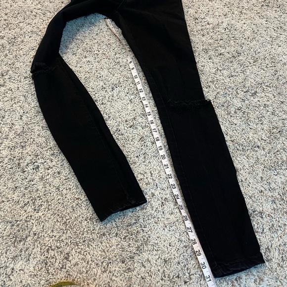 ASOS High Rise Skinny Jeans Pants Solid Black Distressed Size 26 Waist Stretchy - Picture 4 of 10